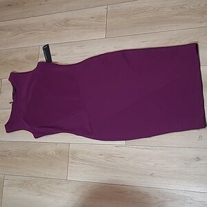 Eva Longoria Plum Purple Ribbed Sleeveless Bodycon Dress Size M